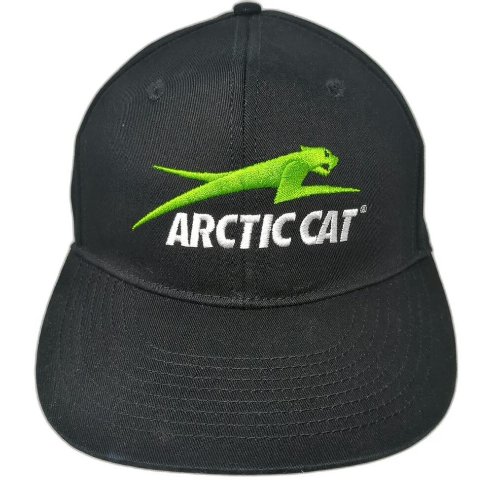 Arctic Cat Snapback Black One Size Snowmobile Embroidered Logo Graphic Sport Hat